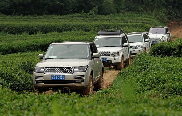 路虎试驾车队穿行于"茶马古道"路段